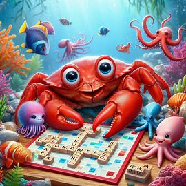 crab playing scrabble